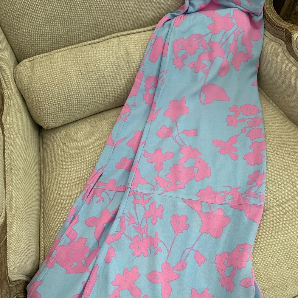 Candace Cameron Bure Maxi Spring Summer Blue Pink Pull on Skirt sz Medium